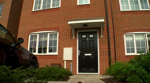 Track forward on Front Door of House Stock Footage 35600862