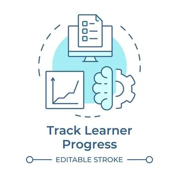 Track learner progress soft blue concept icon Stockillustratie