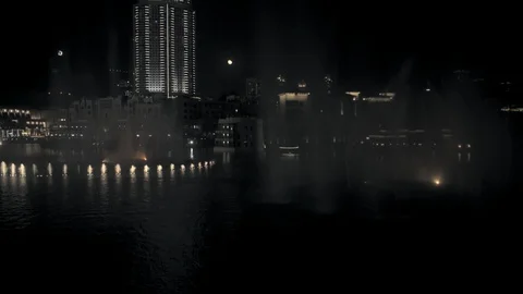 Track left 10m over Dubai Fountains. Stock Footage 99031948
