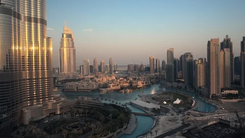 Track left past base of Burj Khalifa at 60m. Stock Footage 98949705