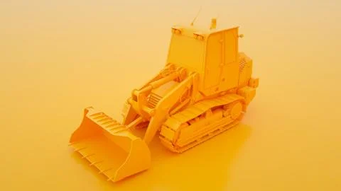 Track Loader Isolated on yellow background. 3d illustration Illustrazione stock
