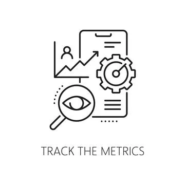 Track the metrics, web app develop line icon Stock Illustration