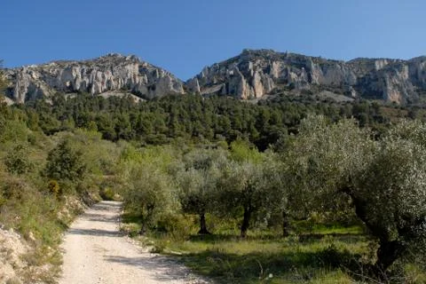 Track to mountains, Spain Stock Photos