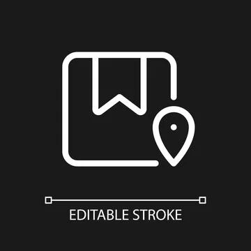 Track parcel pixel perfect white linear ui icon for dark theme 스톡 일러스트