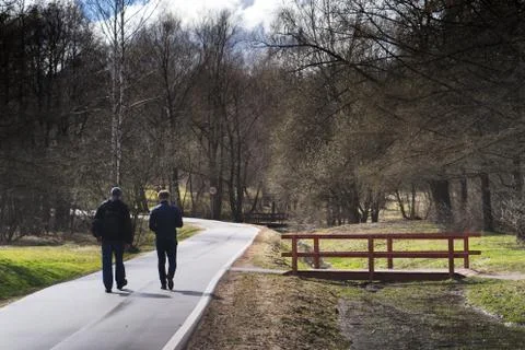 Track in the Park in spring Stock Photos