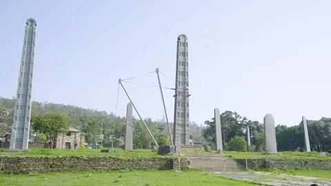 Track Right Orbit Northern Stelae Field Stele No. 3 Street Level Aksum Ethiopia Stock Footage 122943735