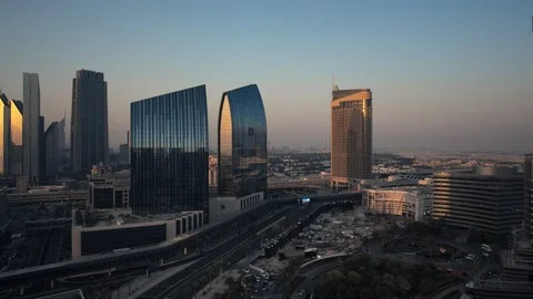 Track right past base of Burj Khalifa at 60m. Stock Footage 98949189