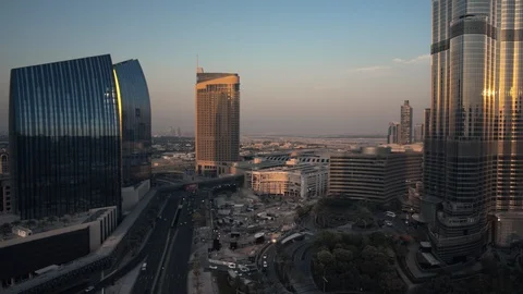 Track right past base of Burj Khalifa at 60m. Stock Footage 98950464