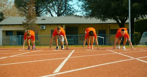 Track runners at starting line. shot in slow motion Stock Footage 89569321