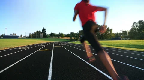 Track Running Sequence Stock Footage 32141268