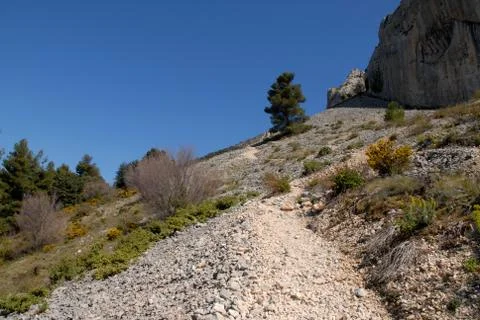 Track on scree slope Stock Photos