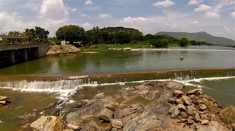 Track shot along dam Stock Footage 51692599