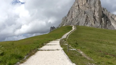 Track Shot path in the Dolomites Stock Footage 97313021