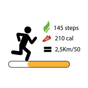 Track the steps, the pedometer. Run and calories icon Illustrazione stock