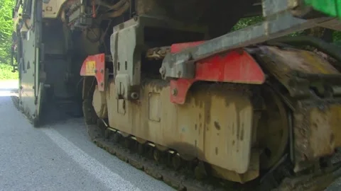 Track System of Road Milling Machine in Operation Stock Footage 344399427