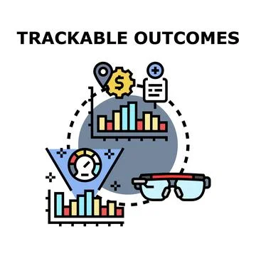 Trackable outcomes concept with data analysis and vr glasses Stock Illustration