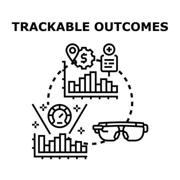 Trackable outcomes concept with data analysis and vr glasses 库存插图