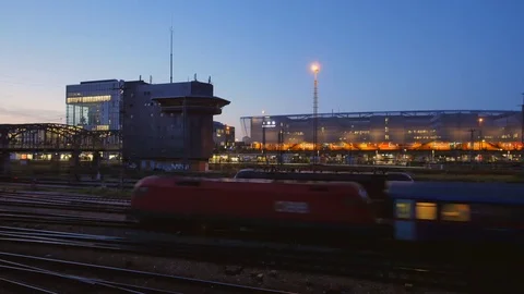 Trackage in Front of the Central Bus Station in Munich, Bavaria Stock Footage 80025267