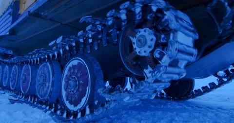 Tracked all-terrain vehicle drive and stop Stock Footage 105989082