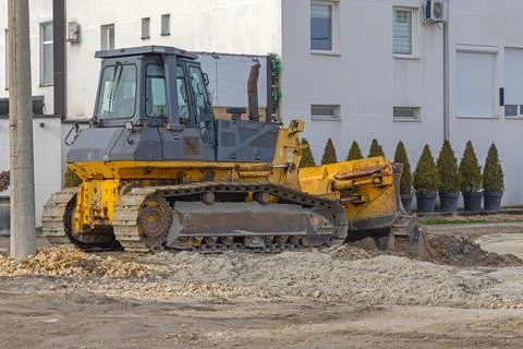 Tracked Bulldozer Construction Machine Stock-Fotos