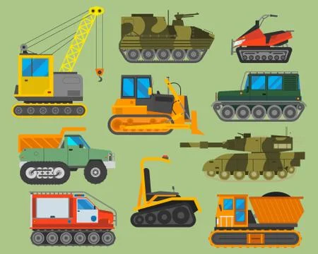 Tracked caterpillar excavator tractor vector illustration isolated on background Illustrazione stock