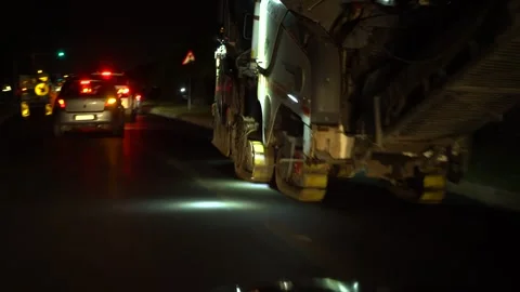 Tracked Cold Planer at night Video stock 241094977