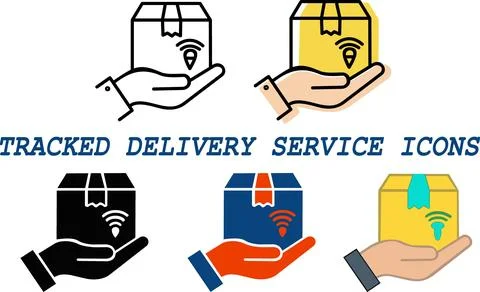 Tracked delivery service smart package icons 스톡 일러스트