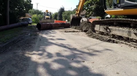 Tracked Excavator on Construction Site Stock Footage 48468226