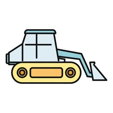 Tracked front loader moving earth illustration icon 스톡 일러스트