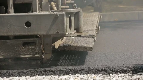 Tracked Paver At Asphalt Stock Footage