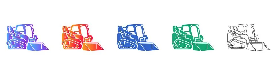 Tracked Skid Steer Loader Icon Collection Illustrazione stock