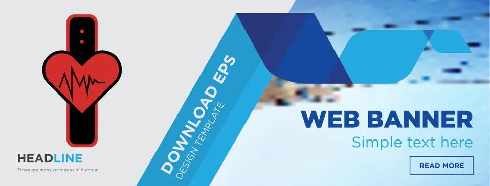 Tracker horizontal webpage banner template design with flat icon and blue Free Stock Illustration