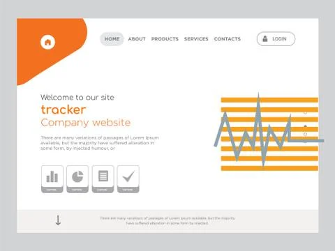 Tracker Landing page website template design Free Stock Illustration
