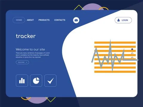 Tracker Landing page website template design Free Stock Illustration