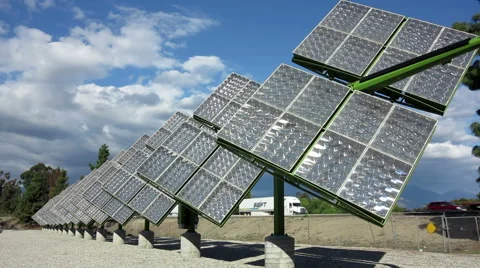 Trackers Solar Panels System Stock Footage 57631731