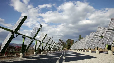 Trackers Solar Panels System Stock Footage 57657863