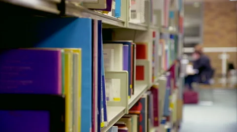 Tracking Across Library Books Stock Footage 61638822