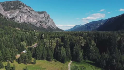 Tracking across Methow Valley Forest and Mountains Stock Footage 146243485