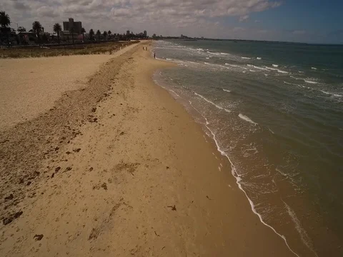 Tracking aerial fly over beach Stock Footage 78411458
