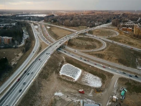 Tracking Aerial Highway Rush Hour Traffic Stock Footage 70506745