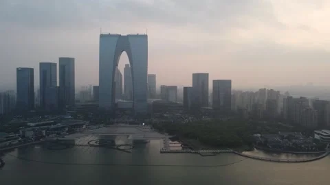 Tracking Aerial of Suzhou Centre Stock Footage 247273805