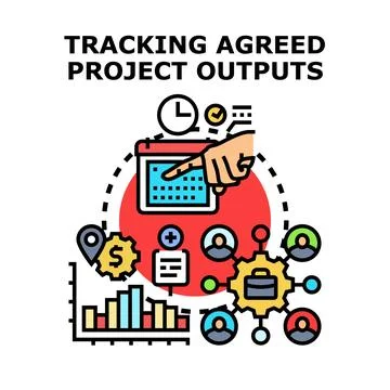 Tracking agreed project outputs concept illustration Illustrazione stock