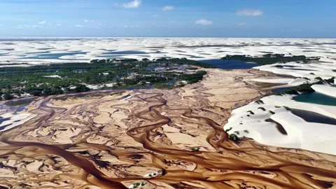 Tracking Along Braided Rio Grande Channels Near Betânia Video stock 342443430