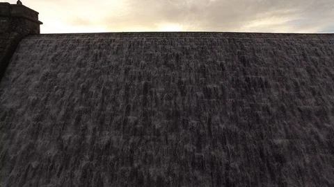 Tracking along Dam wall Stock Footage 96154941