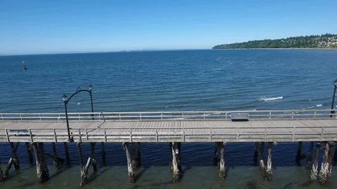Tracking along a Pier Stock Footage 96553418