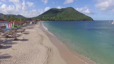 Tracking along sunny beach - St Lucia Stock Footage 61833174