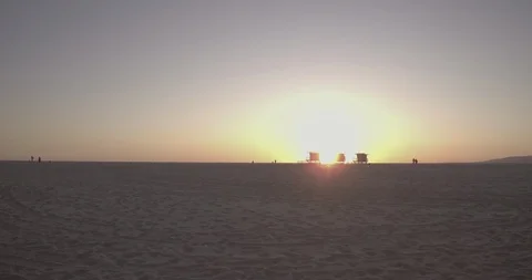 Tracking Along The Venice Beach Sand During Sunset Stock Footage 86245374