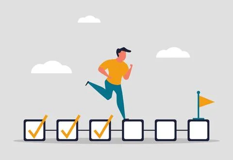Tracking and completing business tasks. Project management in the company a.. Stock Illustration