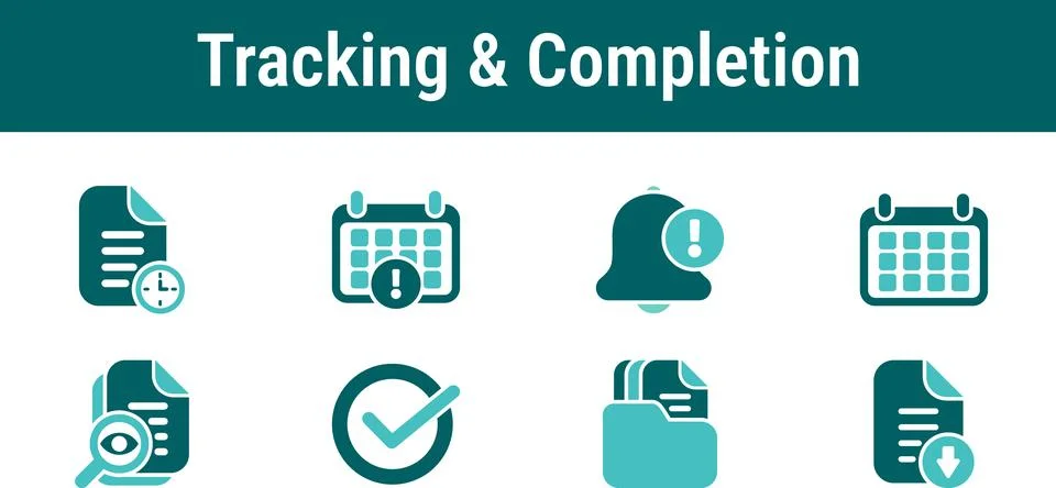 Tracking and Completion Icons flow Stock Illustration