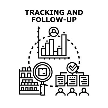 Tracking and follow up process managing business analytics Stock Illustration